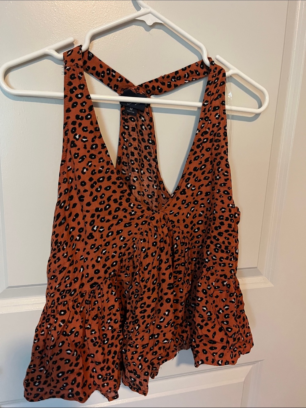 Daytrip Rust Leopard Print Cross-Back Camisole